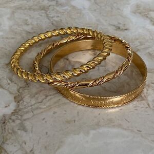 Gold Tone Bangles Bracelets Trio Set “Mother”